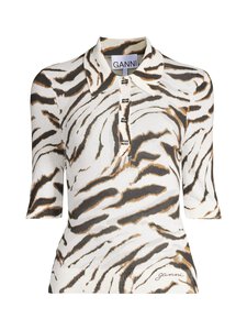 Ganni - Sheer Printed Cotton -neulepusero - 135 EGRET | Stockmann