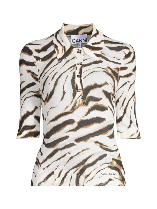 Ganni - Sheer Printed Cotton -neulepusero - 135 EGRET | Stockmann - photo 1