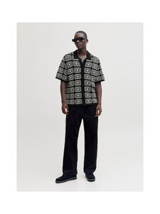 Jack & Jones - JorColin Crochet -neulottu pikeepaita - BLACK DETAIL:SEA SALT | Stockmann