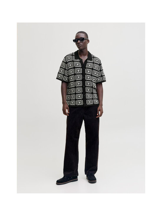 Jack & Jones - JorColin Crochet -neulottu pikeepaita - BLACK DETAIL:SEA SALT | Stockmann - photo 1