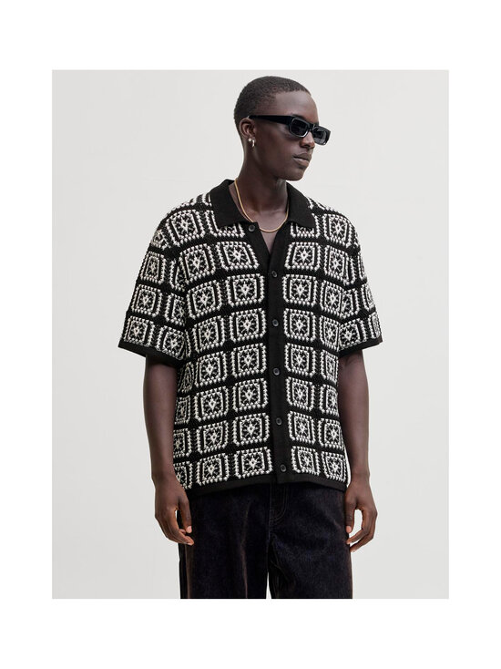 Jack & Jones - JorColin Crochet -neulottu pikeepaita - BLACK DETAIL:SEA SALT | Stockmann - photo 3