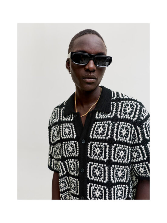 Jack & Jones - JorColin Crochet -neulottu pikeepaita - BLACK DETAIL:SEA SALT | Stockmann - photo 5