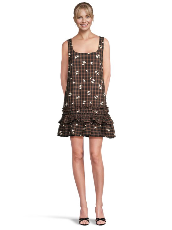 Ganni - Yarn Dyed Check U-neck Mini Dress Ganni - BROWN | Stockmann - photo 2
