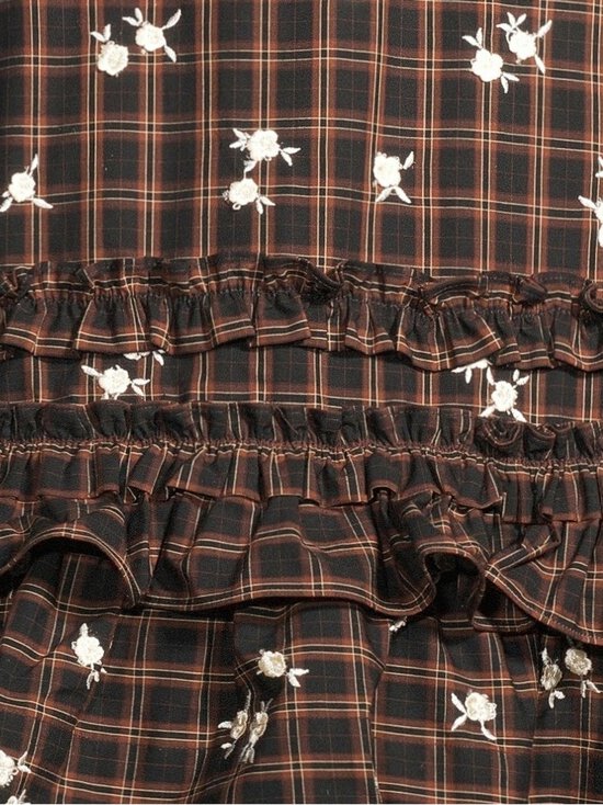 Ganni - Yarn Dyed Check U-neck Mini Dress Ganni - BROWN | Stockmann - photo 4