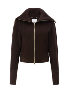 rich & royal - Splittable Blouson -neulekauluksellinen villakangastakki - 298 CHOCOLATE TORTE | Stockmann