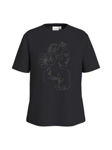 Vila - ViSybil Stiched t-paita - BLACK BEAUTY PRINT:FLOWER FACE PRINT / SNOW WHITE THREAD | Stockmann
