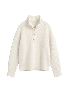 GANT - Wool Ribbed Half Button -neulepusero - 130 CREAM | Stockmann