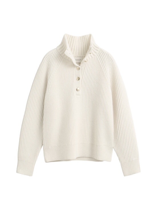 GANT - Wool Ribbed Half Button -neulepusero - 130 CREAM | Stockmann - photo 1