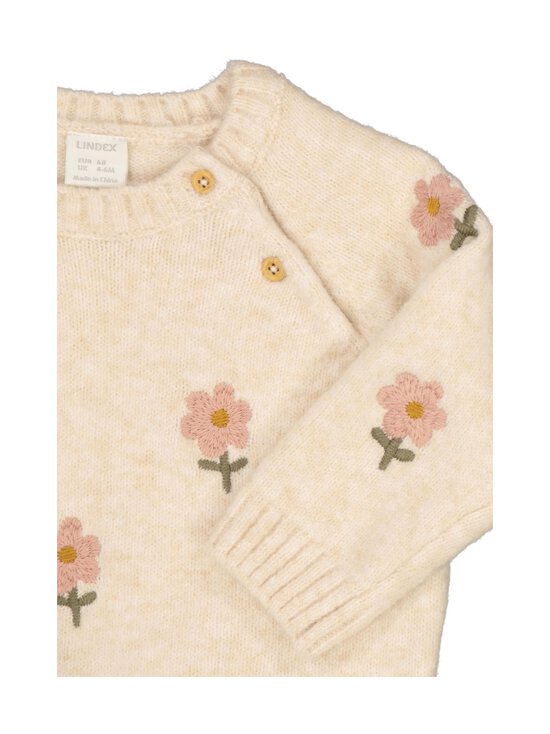 Lindex - Embroidery Jumper -neule - 1827 LIGHT BEIGE MELANGE | Stockmann - photo 3