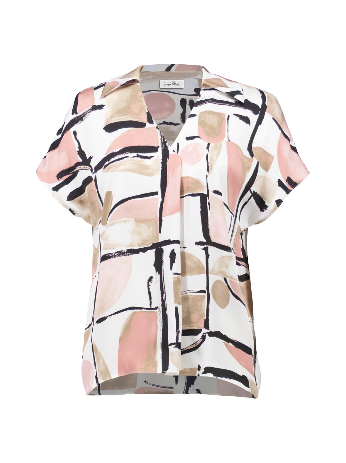 Satin Abstract Print Boxy -pusero