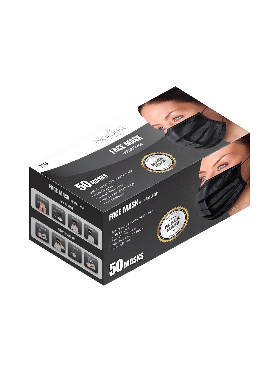 Face mask with ear loops -kasvomaski 50 kpl