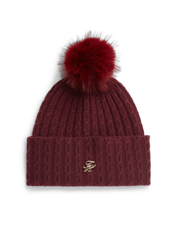 Tommy Hilfiger - Script Pom -palmikkoneulepipo - XIH DEEP BURGUNDY | Stockmann - photo 1