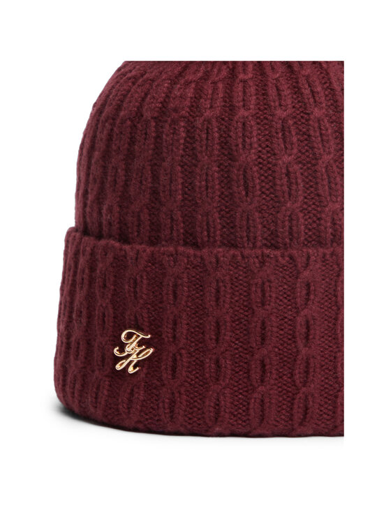 Tommy Hilfiger - Script Pom -palmikkoneulepipo - XIH DEEP BURGUNDY | Stockmann - photo 3