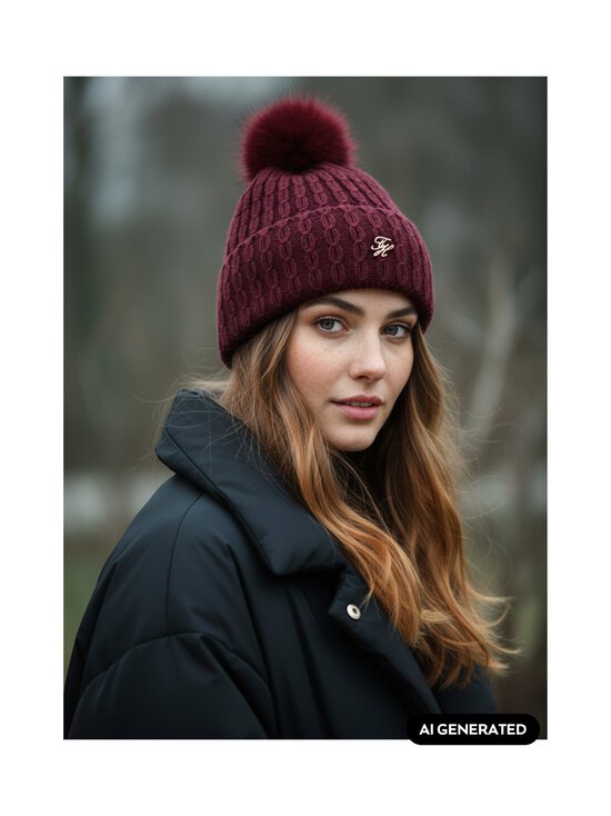 Tommy Hilfiger - Script Pom -palmikkoneulepipo - XIH DEEP BURGUNDY | Stockmann - photo 4