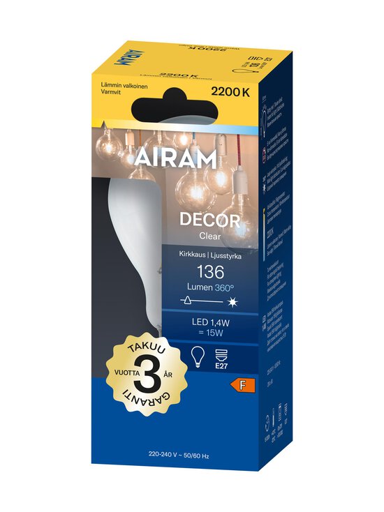 Airam - Led Decfg A60 136Lm E27 -lamppu - TRANSPARENT | Stockmann - photo 2