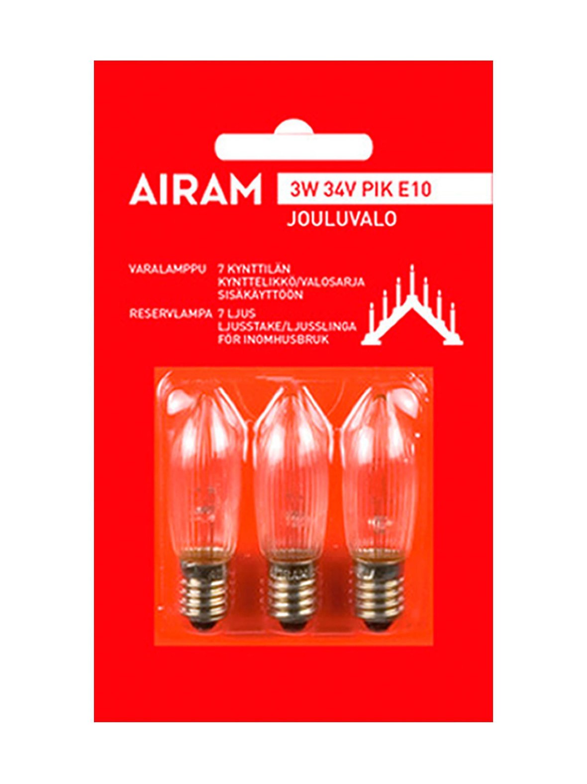 Varalamppu 3W 34V E10, 3 kpl