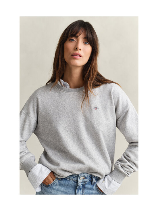 GANT - Shield C-Neck -collegepaita - 94 LIGHT GREY MELANGE | Stockmann - photo 4