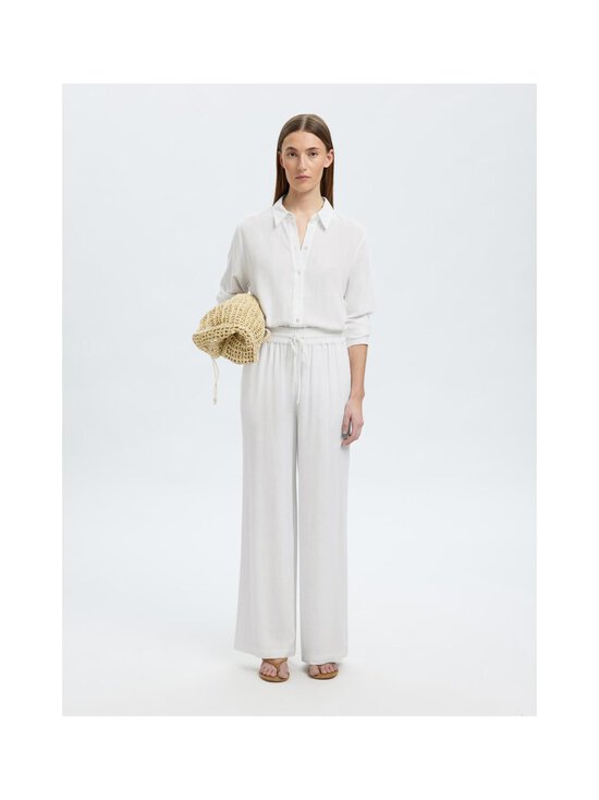 Selected - SlfViva Gulia High Waist -pellavasekoitehousut - SNOW WHITE | Stockmann - photo 4