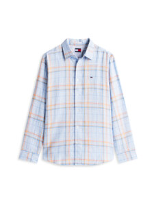 Tommy Jeans - Triiksärk Relaxed Linen Blend - C3Q SWEET BLUE BIG CHECK | Stockmann