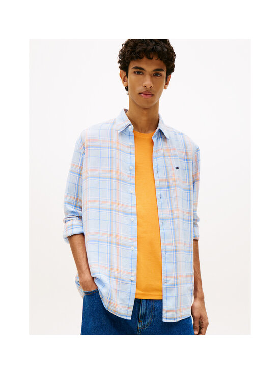 Tommy Jeans - Triiksärk Relaxed Linen Blend - C3Q SWEET BLUE BIG CHECK | Stockmann - photo 4