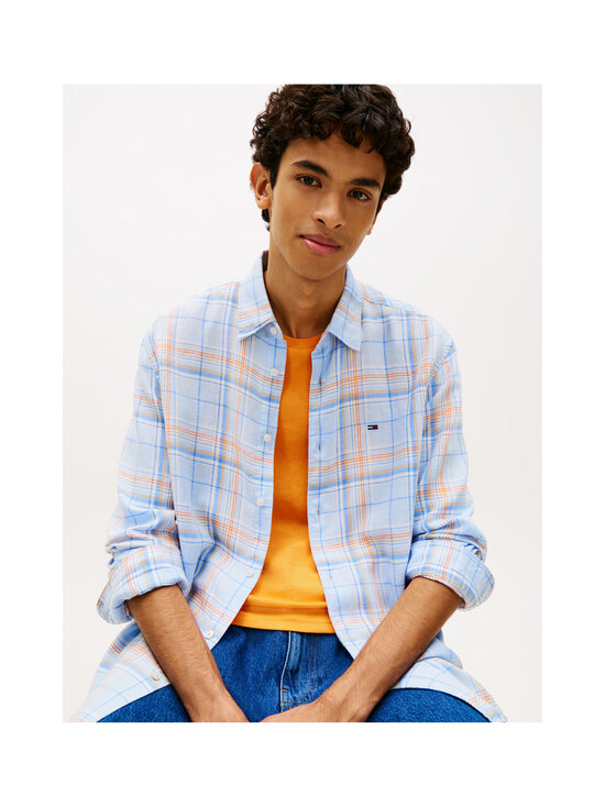 Tommy Jeans - Triiksärk Relaxed Linen Blend - C3Q SWEET BLUE BIG CHECK | Stockmann - photo 5