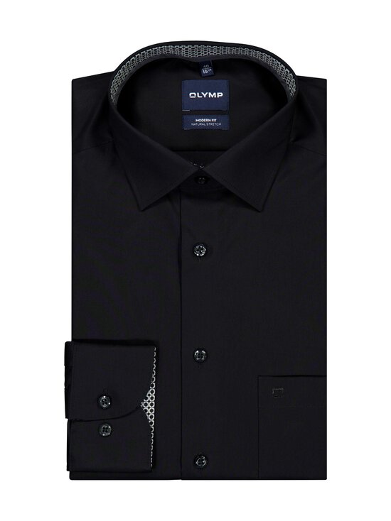 Olymp - Modern Fit Solid Contrast -kauluspaita - 68 SCHWARZ | Stockmann - photo 1