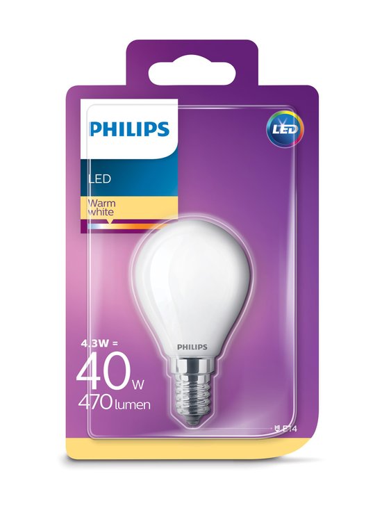 Philips - LED Classic 4,3W(40W) P45 E14 -mainoslamppu - WHITE - photo 2 Philips - LED Classic 4,3W(40W) P45 E14 -mainoslamppu - WHITE | Stockmann - photo 2