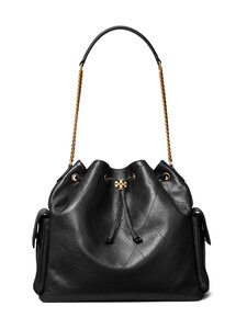 Tory Burch - Charlie Quilted Large Drawstring -nahkalaukku - BLACK | Stockmann