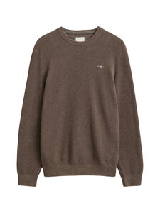 GANT - Micro Textured C-Neck -puuvillaneule - 294 DARK HAZELNUT MELANGE | Stockmann