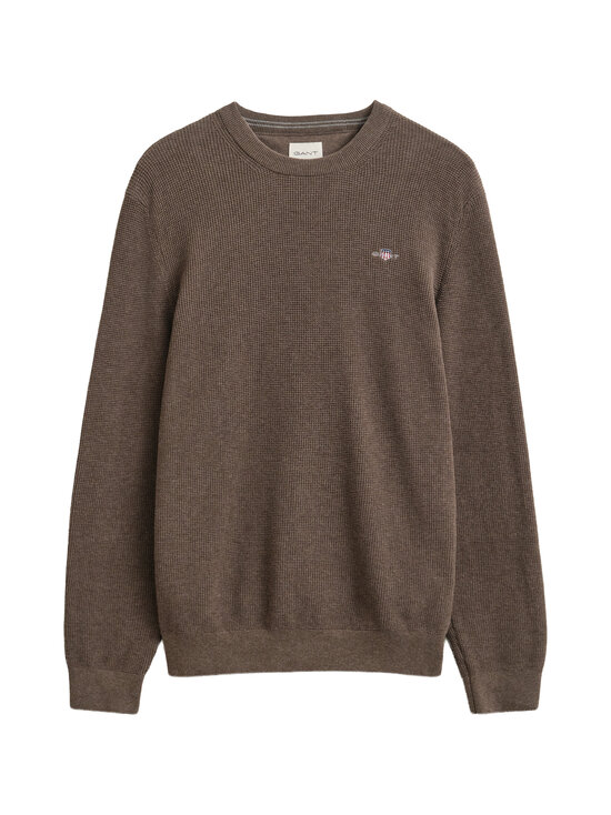 GANT - Micro Textured C-Neck -puuvillaneule - 294 DARK HAZELNUT MELANGE | Stockmann - photo 1