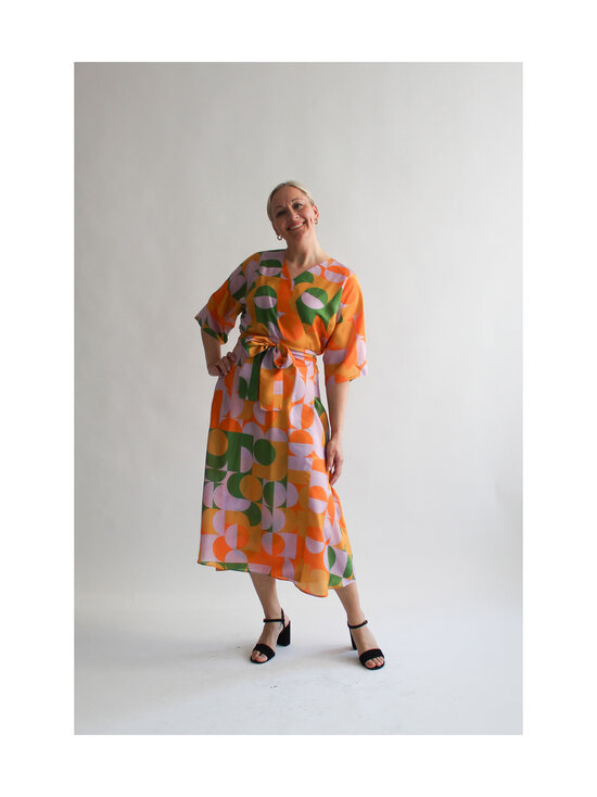 Lili Marleena - Graphic midi zīda kleita - ORANGE | Stockmann - photo 2