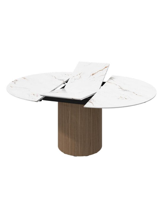 BoConcept - Santiago -jatkettava ruokapöytä valkoinen marmorikeramiikka / luonnonvärinen tammi ⌀ 135/181 cm - BEIGE | Stockmann - photo 3