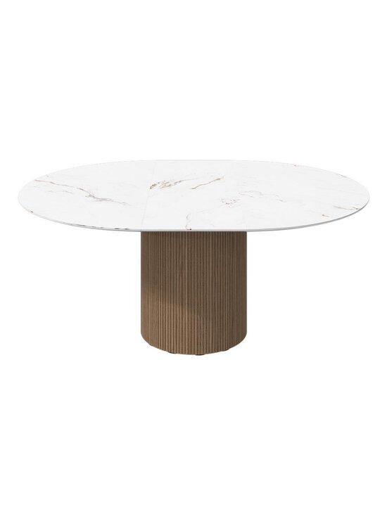 BoConcept - Santiago -jatkettava ruokapöytä valkoinen marmorikeramiikka / luonnonvärinen tammi ⌀ 135/181 cm - BEIGE | Stockmann - photo 5