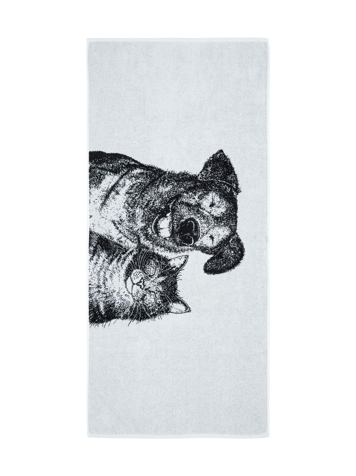 Finlayson Koira ja kissa -pyyhe 70 x 150 cm