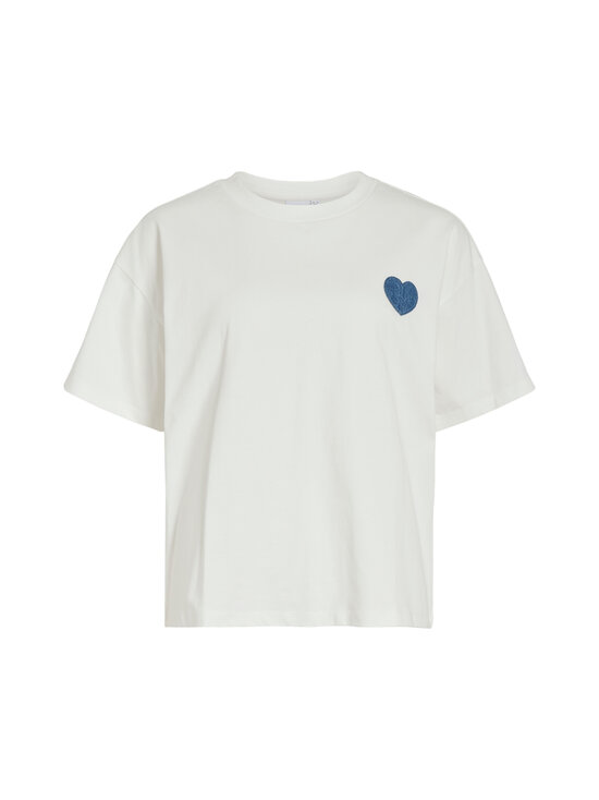 Vila - Vimonie Heart O-neck t-paita - SNOW WHITE DETAIL:LIGHT BLUE DENIM HEART | Stockmann - photo 1