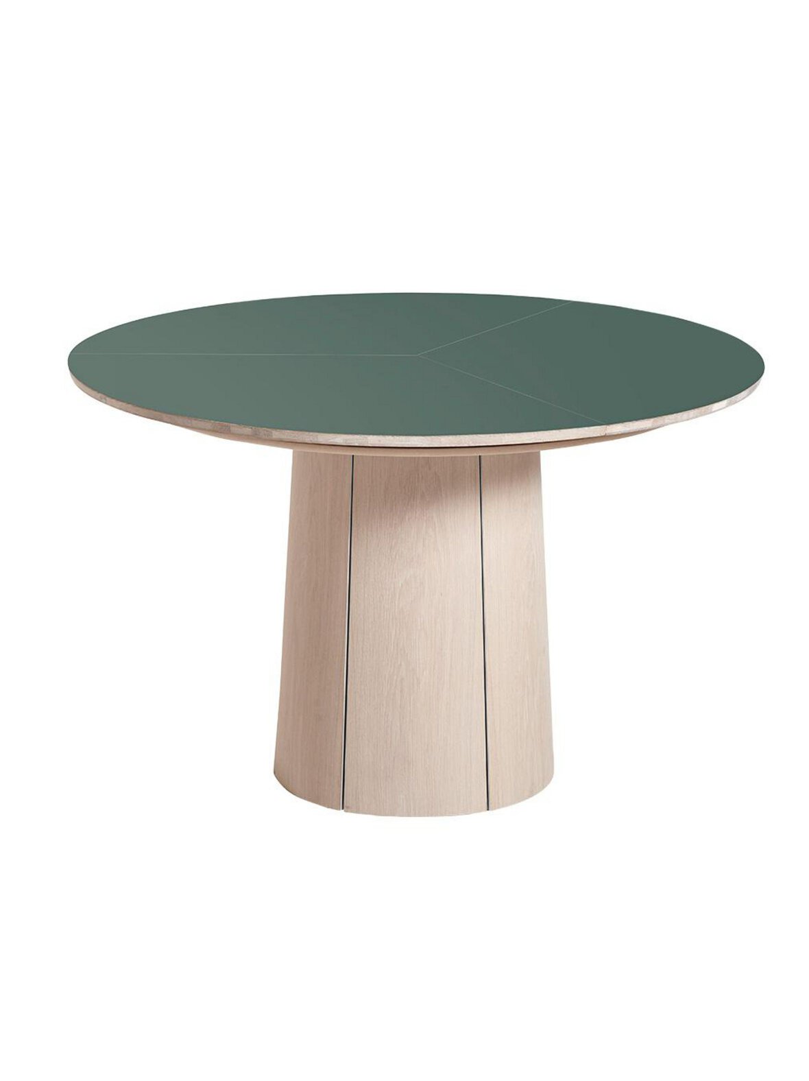 #33 -jatkettava ruokapöytä valkoöljytty tammi/green slate ø 123/149 cm