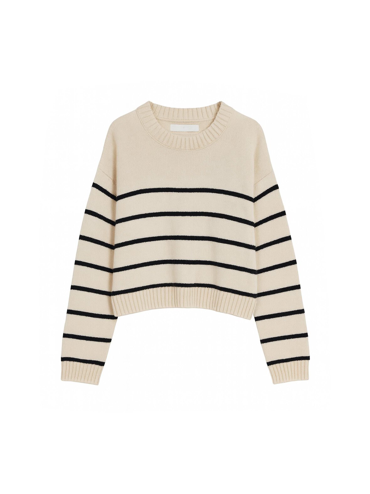 Crew neck striped -puuvillaneule