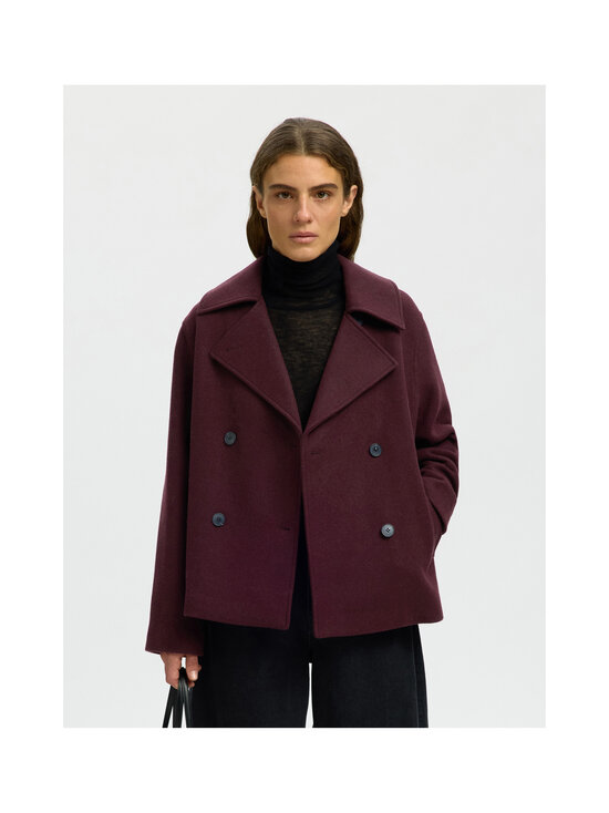 Selected - SlwZia Alma Wool Blend -kangastakki - TAWNY PORT DETAIL:MELANGE | Stockmann - photo 2