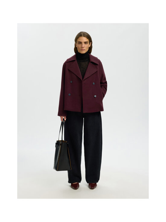 Selected - SlwZia Alma Wool Blend -kangastakki - TAWNY PORT DETAIL:MELANGE | Stockmann - photo 4