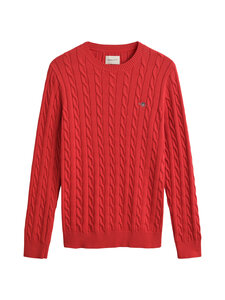 GANT - Palmikkoes kampsun Cotton Cable C-neck - 641 ROSE RED | Stockmann