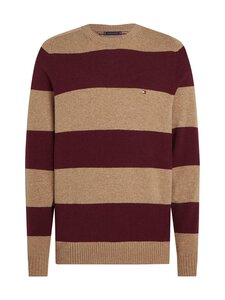 Tommy Hilfiger - Raidallinen villaneule - 0BQ SAFARI CANVAS HTR/DEEP BURGUNDY HTR Tommy Hilfiger - Raidallinen villaneule - 0BQ SAFARI CANVAS HTR/DEEP BURGUNDY HTR | Stockmann
