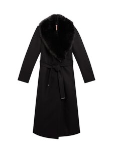 Ted Baker London - Musea Faux Fur Belted -pitkä villakangastakki - BLACK | Stockmann