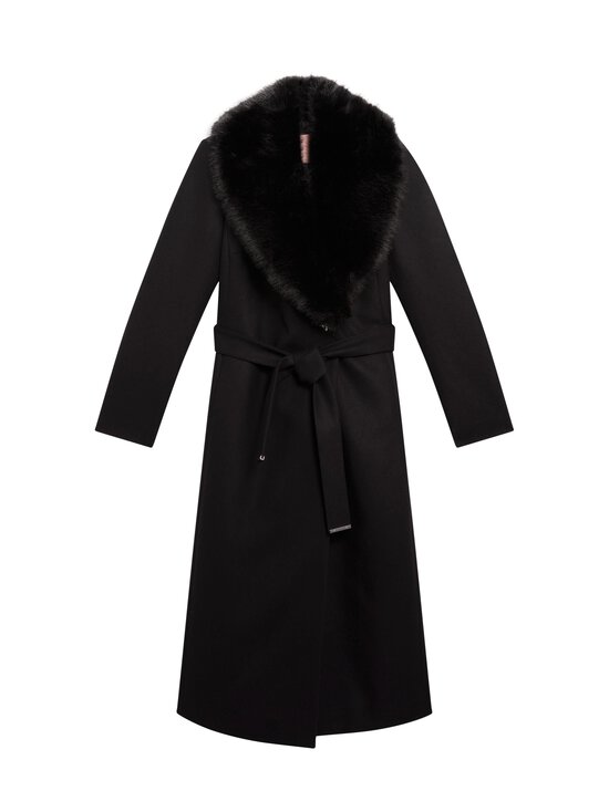 Ted Baker London - Musea Faux Fur Belted -pitkä villakangastakki - BLACK | Stockmann - photo 1