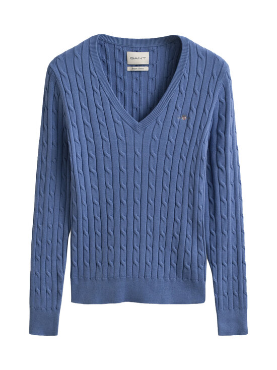 GANT - Stretch Cotton V-Neck -palmikkoneule - 430 FADED DENIM | Stockmann - photo 1