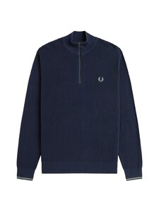 Fred Perry - Waffle Stitch Half Zip -neulepaita - 738 DARK AIRFORCE | Stockmann