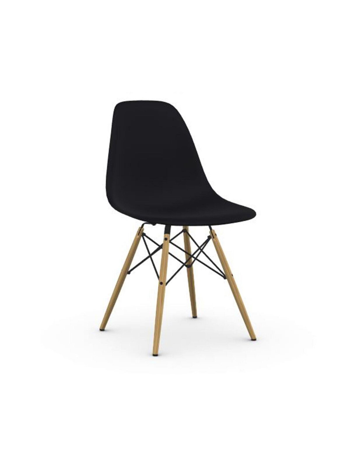 Eames dsw re -tuoli deep black/vaalea vaahtera