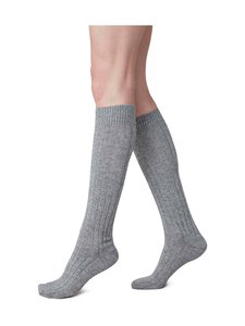 Swedish Stockings - Bodil Chunky - polvisukat merinovillasekoituksesta - GREY | Stockmann