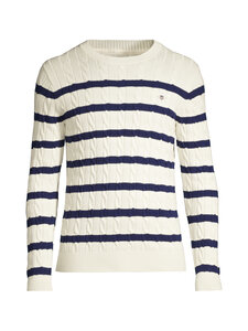 GANT - Palmikkoes kampsun Striped Cotton C-Neck - 130 CREAM | Stockmann