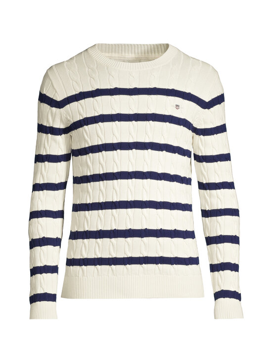 GANT - Palmikkoes kampsun Striped Cotton C-Neck - 130 CREAM | Stockmann - photo 1
