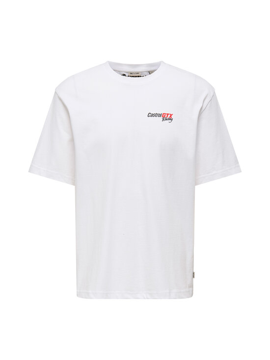 Only & Sons - OnsCastrol Life Relax t-paita - BRIGHT WHITE PRINT:RED CAR | Stockmann - photo 1